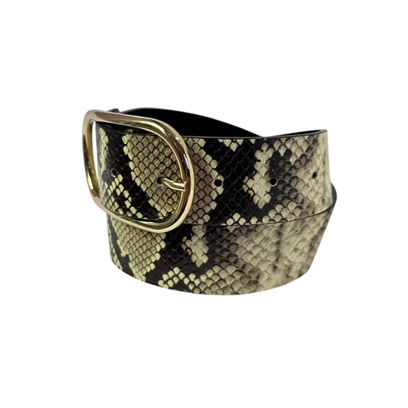 Genuine & OTHER STORIES Beige Belt Snake Print Leather With Oval Buckle Size S main image 5